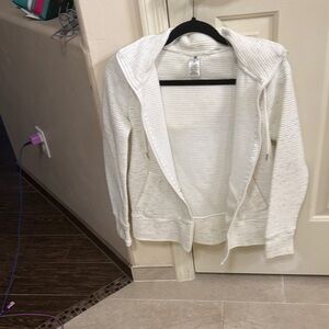 Active Life Cream Ribbed Hooded Zip Cardigan